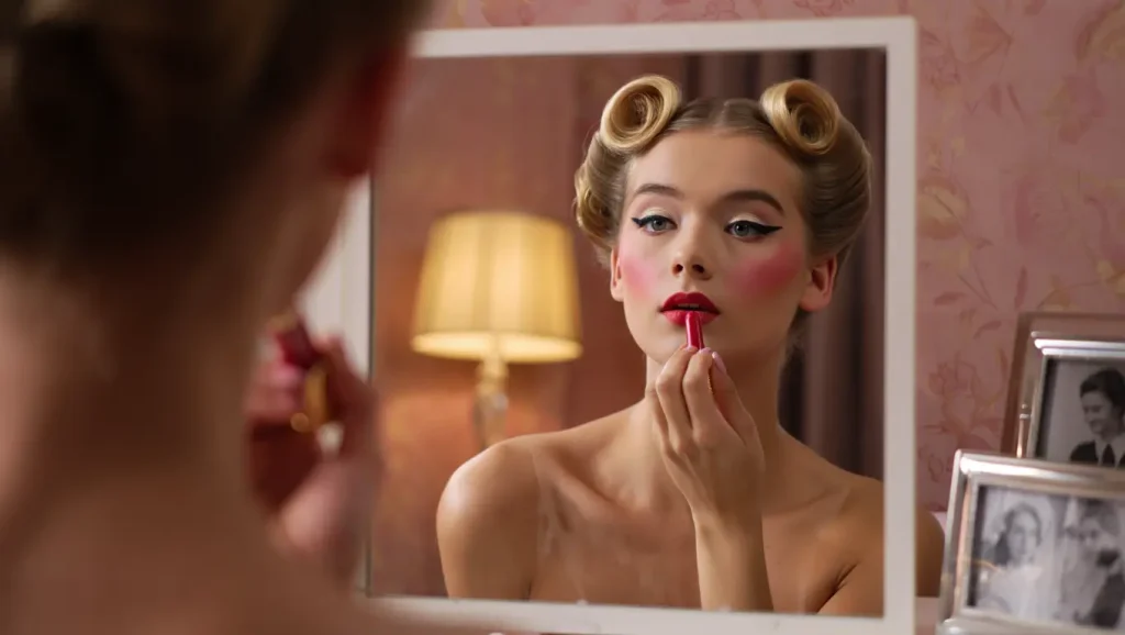 50s makeup A Natural Flush with High Blush Placement